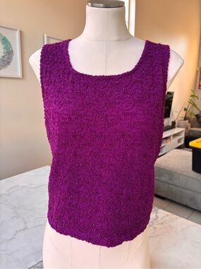 Forenza Sparkle Textured Purple Knit Tank